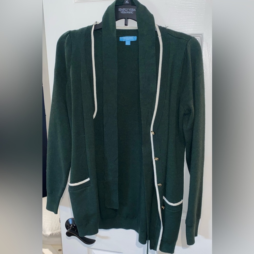 Draper James RSVP Women’s Button Down Belt Cardigan Green *NEW*